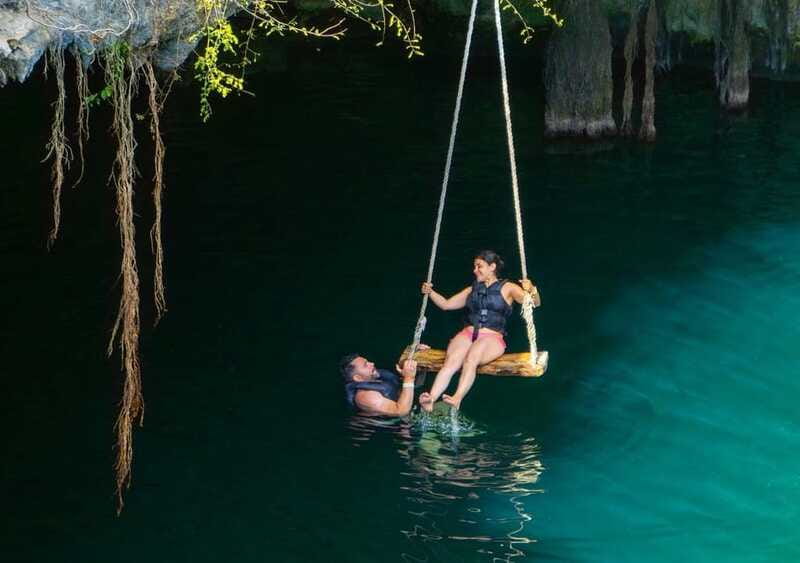 4X1 Tour: Coba and Tulum Ruins, Cenote and Playa del Carmen - The Mayan Cenote Swim: The Cool Reset in the Middle