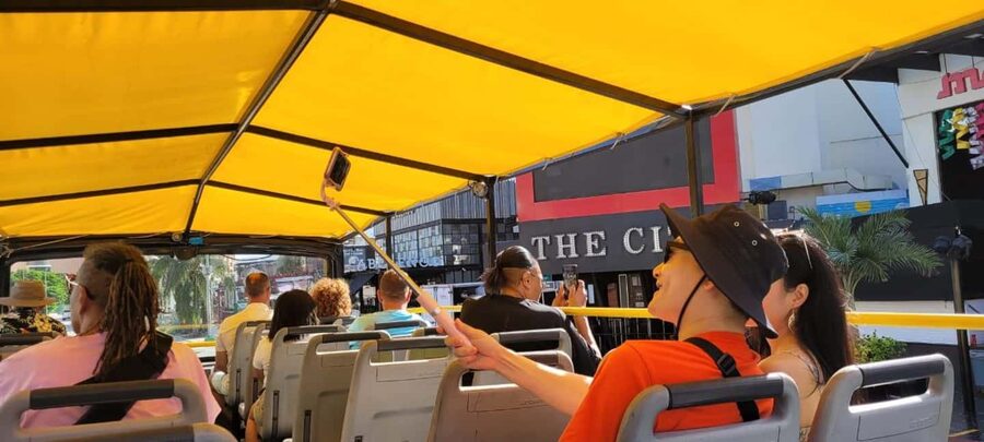 Cancun: Guided City Tour with Shopping by Double Decker Bus - Tequila tasting at Plaza La Fiesta: included, but be ready to steer it
