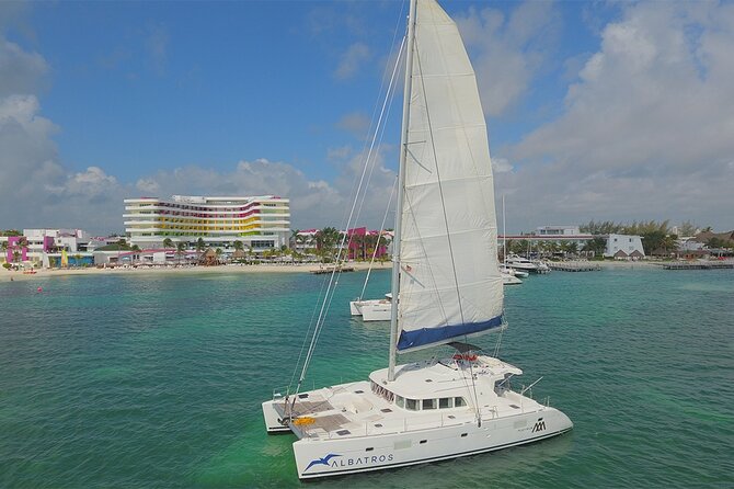 Catamaran Albatros Platinum & Beach club & Open bar & Isla Mujeres - Set Sail to El Meco Reef: Snorkeling That Requires a Real Swim