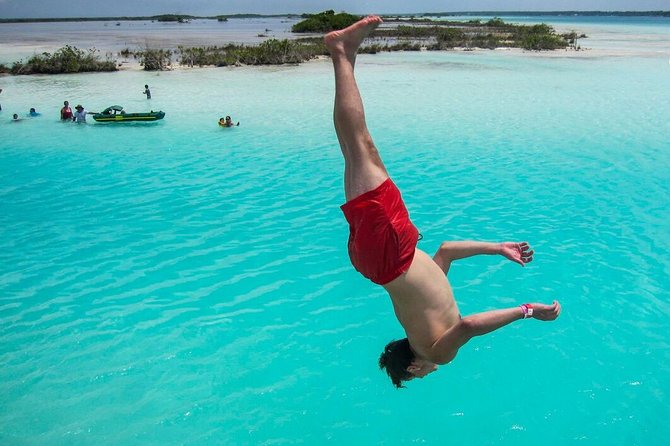 Colorful BACALAR. Incredible Pontoon Tour in one day from Cancun or Riviera Maya - Stop 3: Canal de los Piratas pontoon cruise (seven colors from the water)