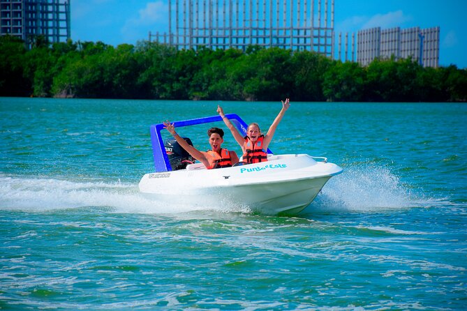 Drive an Speedboat + Mayan Ritual + Food Tasting and More! - Speedboat time on Nichupte Lagoon, plus the fun of driving