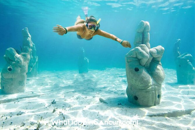 Isla Mujeres Premium Tour Transportation & Dock fee Included - Punta Sam snorkeling: marine life and Underwater Art Museum artifacts
