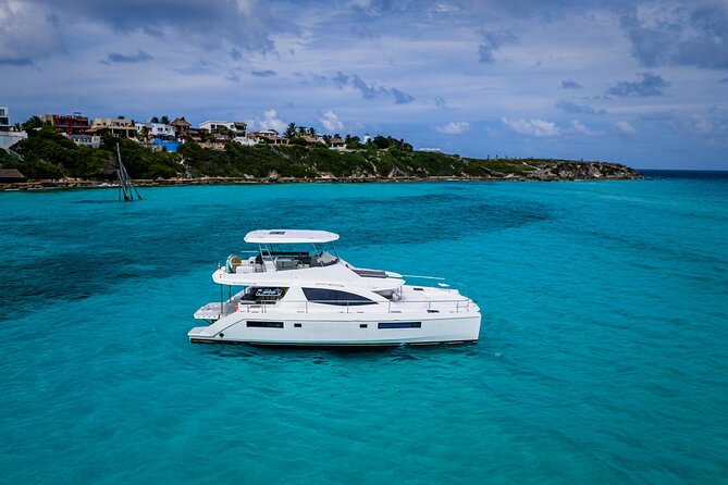 Private All Inclusive Sunset DJ Cruise – 51' Leopard Cancun - The first cruising stretch toward Isla Mujeres: dinner, drinks, and deck time