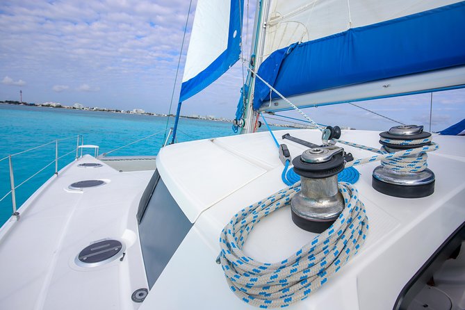 Private Catamaran from Cancun to Isla Mujeres | For up to 30 pp - Stop 1: Museo Subacuatico de Arte snorkeling and Manchones reef