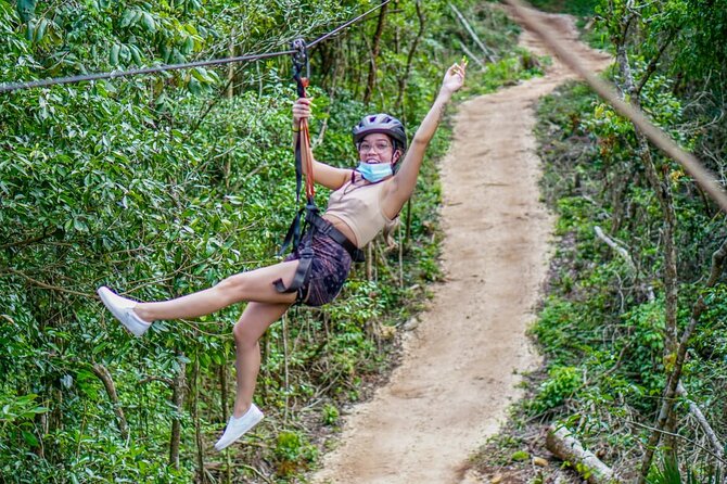 Shared ATV's and Zip Lines and Swimming in a Real Cenote. - Cenote cavern swim at Cenotes Kin-Ha: the real cool-down